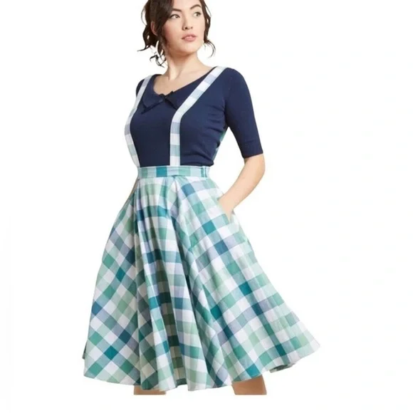 Collectif x Modcloth Leisel Suspender Swing Skirt size XS - Picture 2 of 9